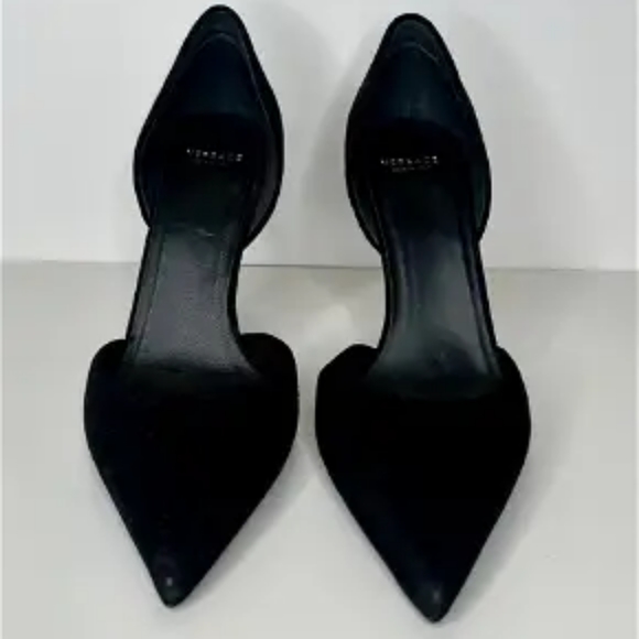 Versace Black Suede Heels with Medusa Heel - Picture 4 of 4